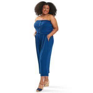 Lily Morgan Elegant Blue Strapless Jumpsuit XL